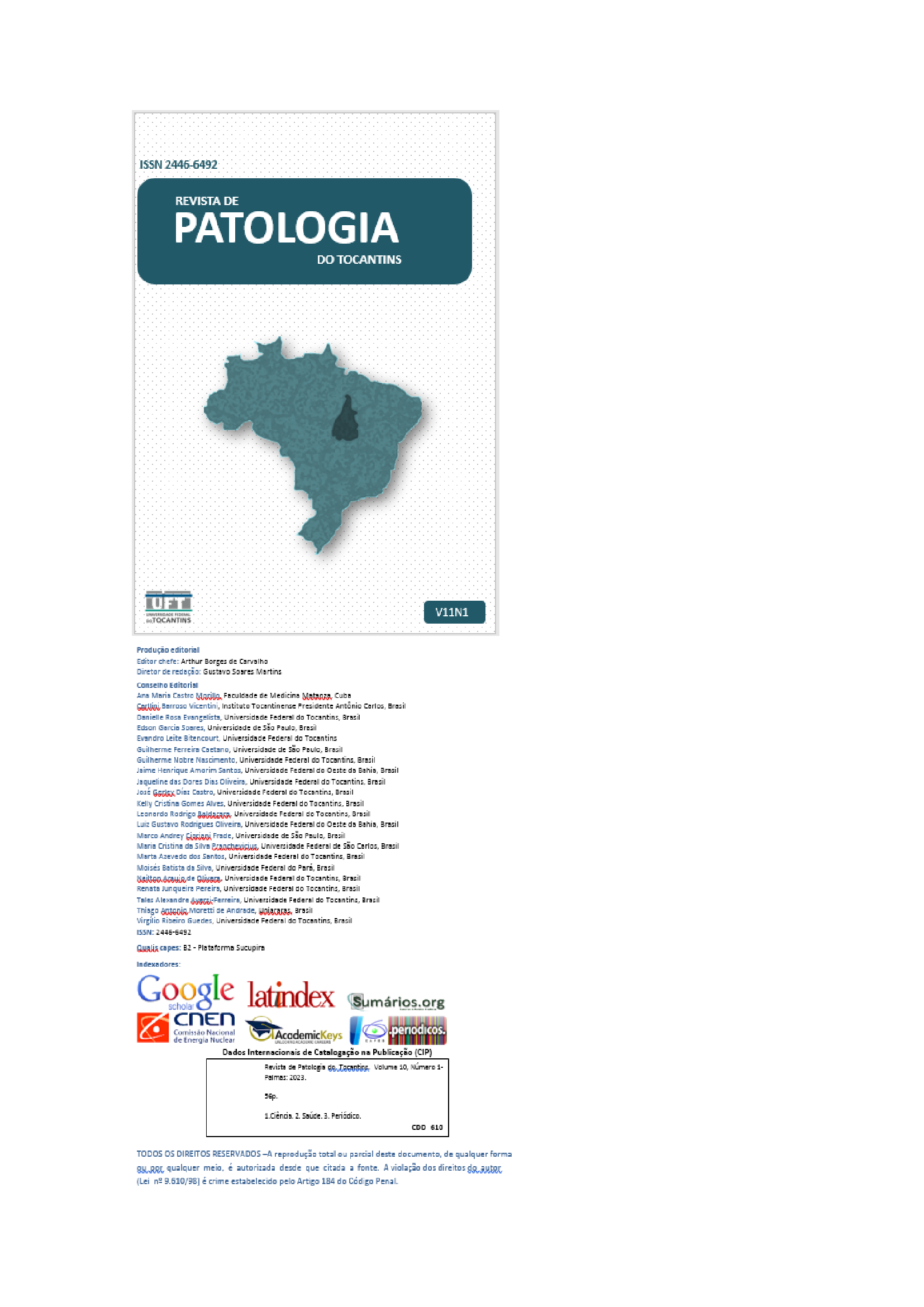					Visualizar v. 11 n. 1 (2024): Revista de Patologia do Tocantins
				
