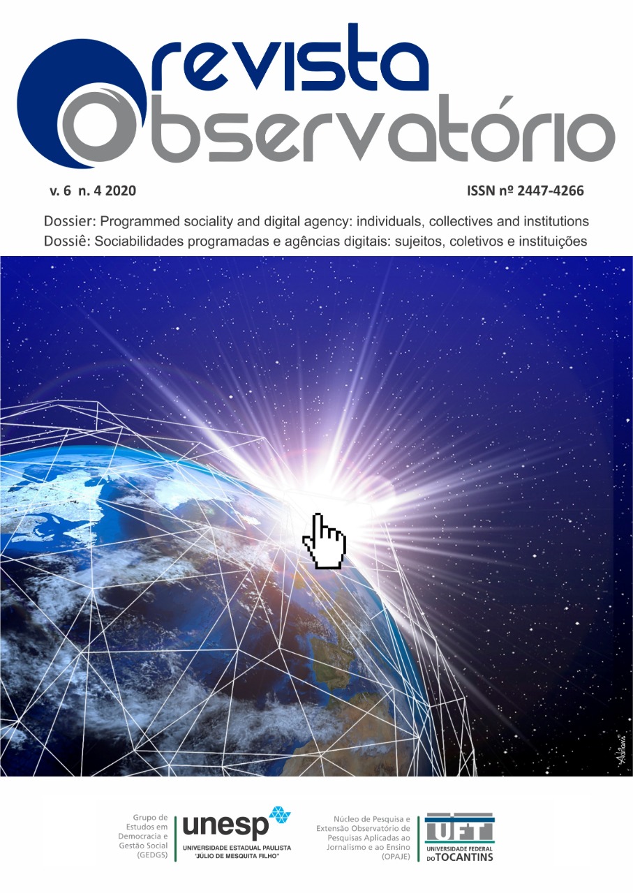 					Visualizar v. 6 n. 4 (2020): Sociality and digital agency: individuals, collectives and institutions /Sociabilidades e Agências Digitais: Sujeitos, coletivos e instituições
				