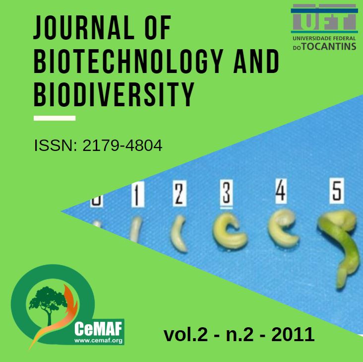 					Visualizar v. 2 n. 2 (2011): Journal of Biotechnology and Biodiversity
				